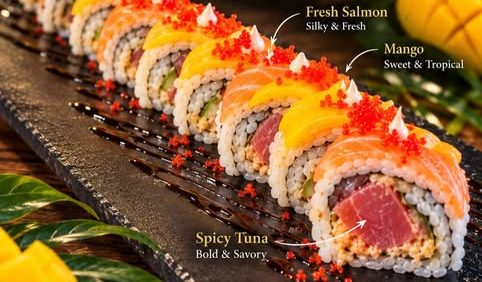 Tropical Bliss Roll with salmon and mango